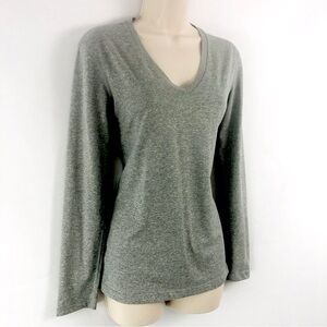 Nike Dri-Fit V Neck Gray Long Sleeve Shirt